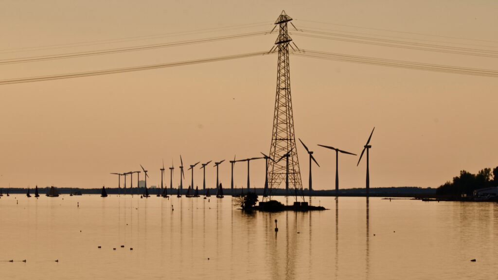 Grid and Wind turbine.