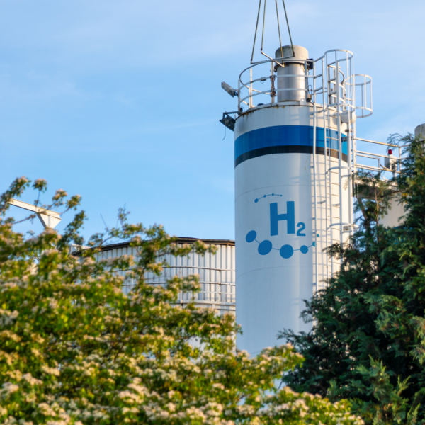 Picture of a hydrogen plant and trees